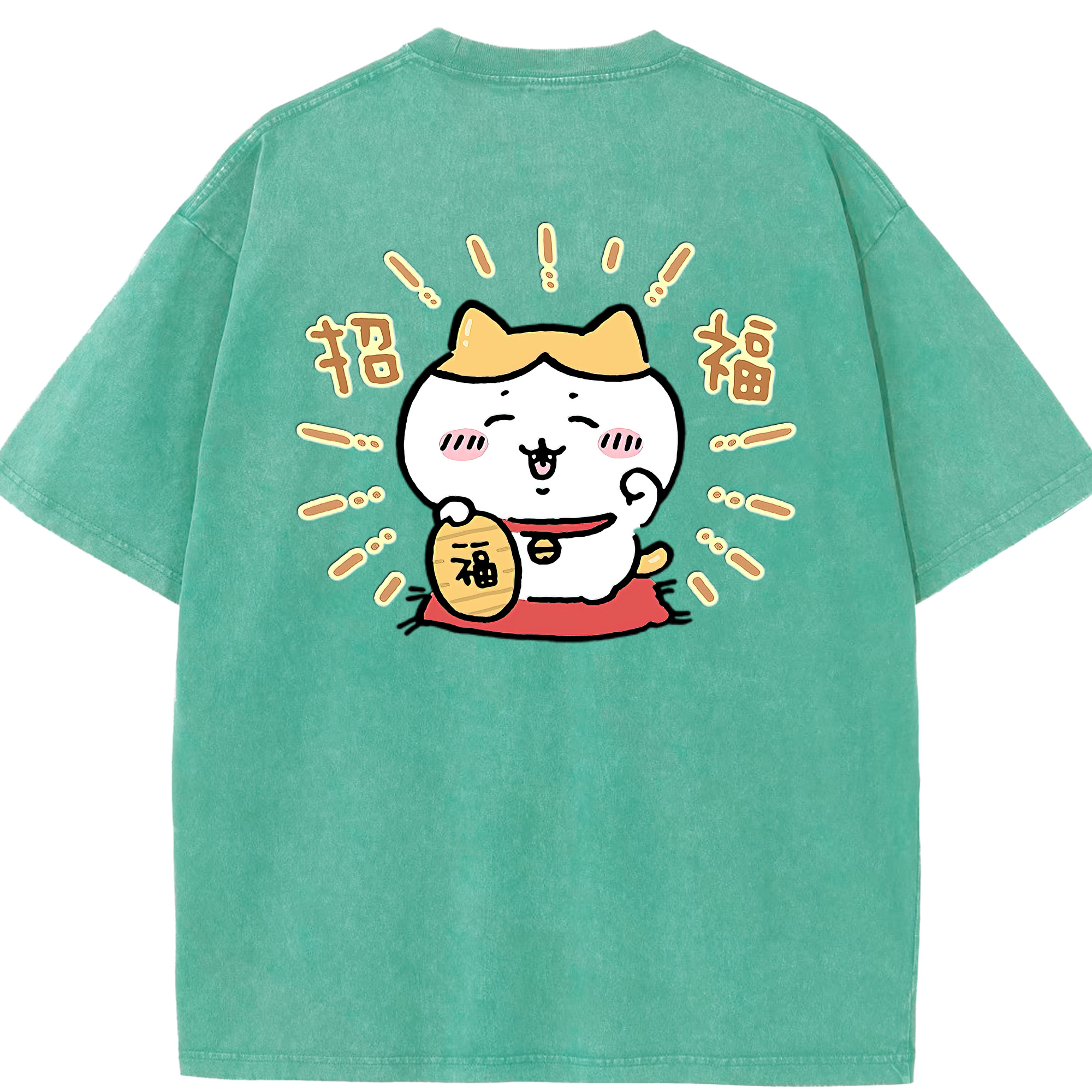 （画像用） ちいかわ ハチワレ Chii-kawa hachiware 綿100% ヴィンテージ風 半袖Tシャツ（背面プリント）